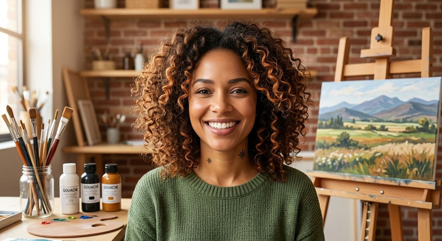 Woman portrait with busy original background before AI background removal on imgigo Woman portrait with busy original background before AI background removal on imgigo